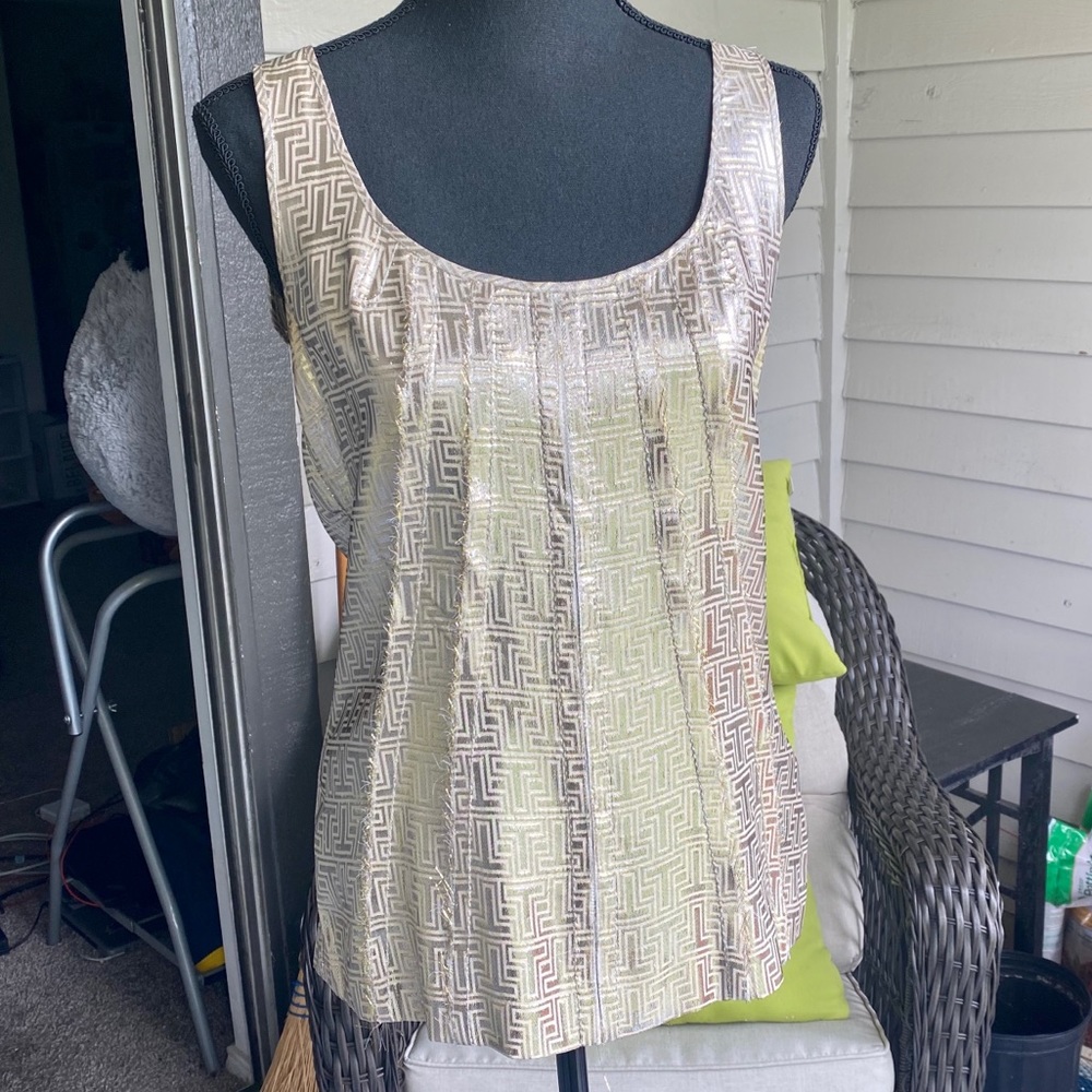 Tory Burch Pleated Gold Top